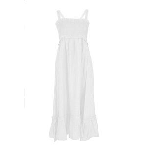 Yes Zee White Linen Casual Women's Dress